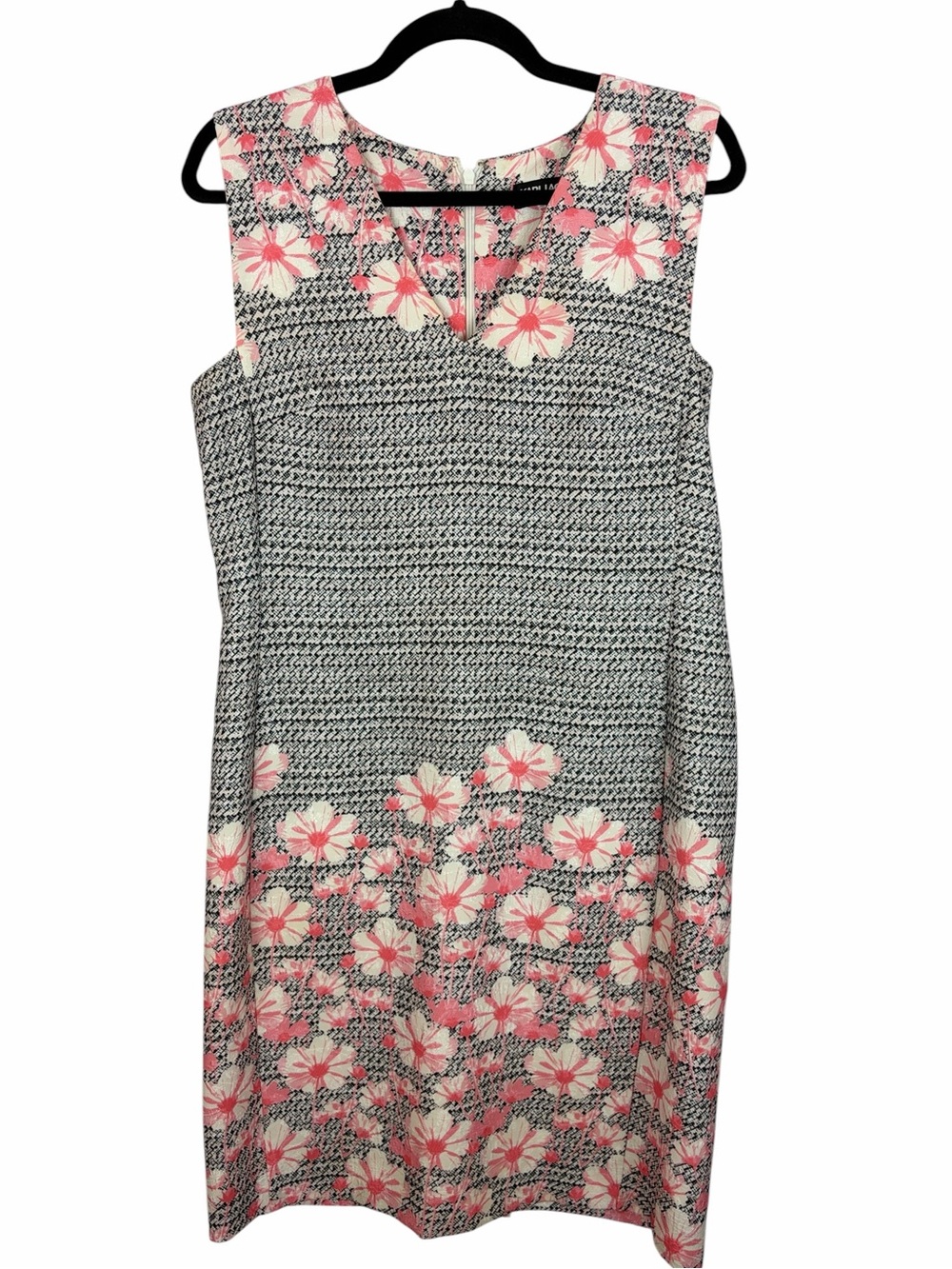 Karl Lagerfeld Paris Floral Sheath Dress Pink Black Sleeveless Size 10